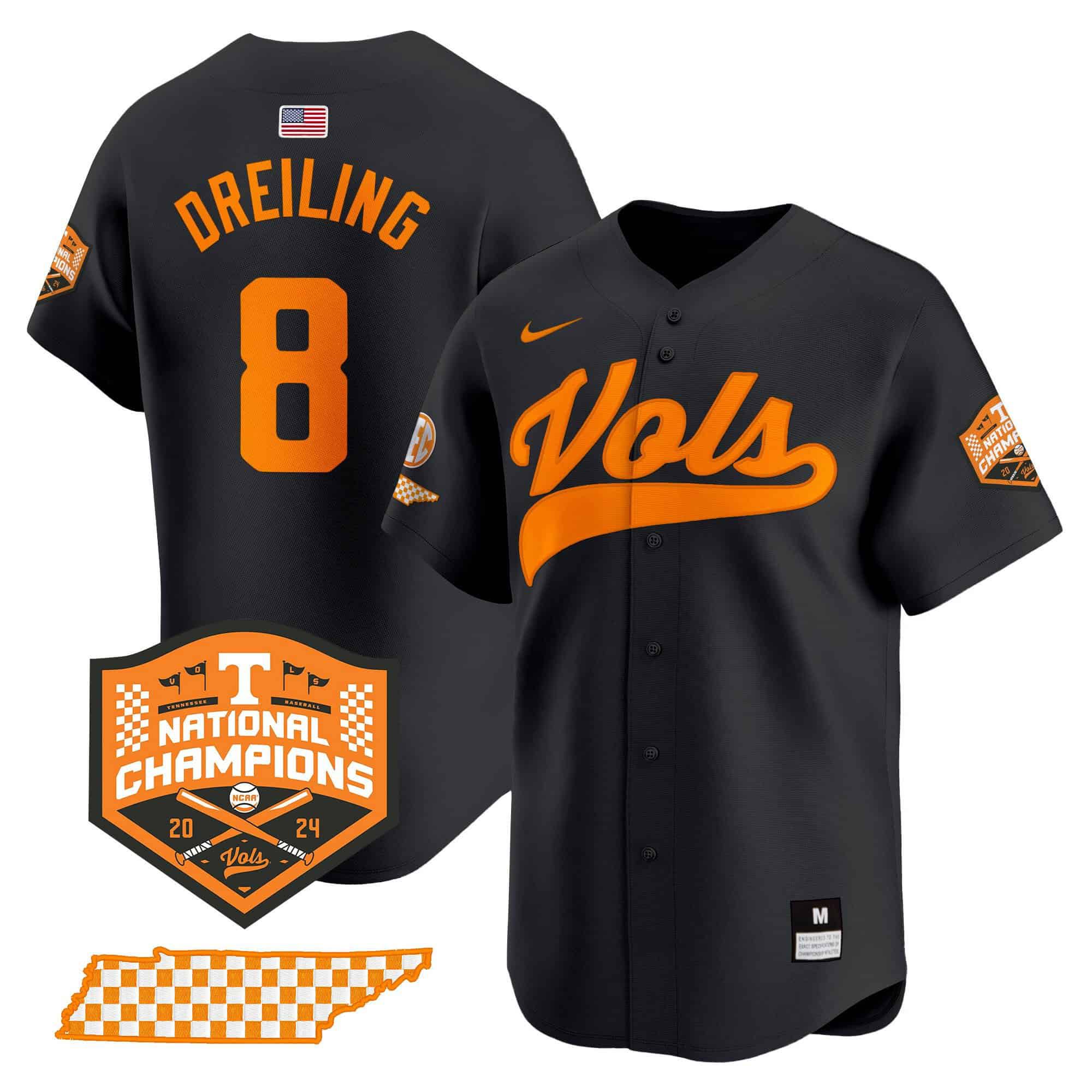 Men Tennessee Volunteers #8 Dreiling Black 2024 Nike Champions Vapor Premier Limited NCAA Jersey->ncaa teams->NCAA Jersey